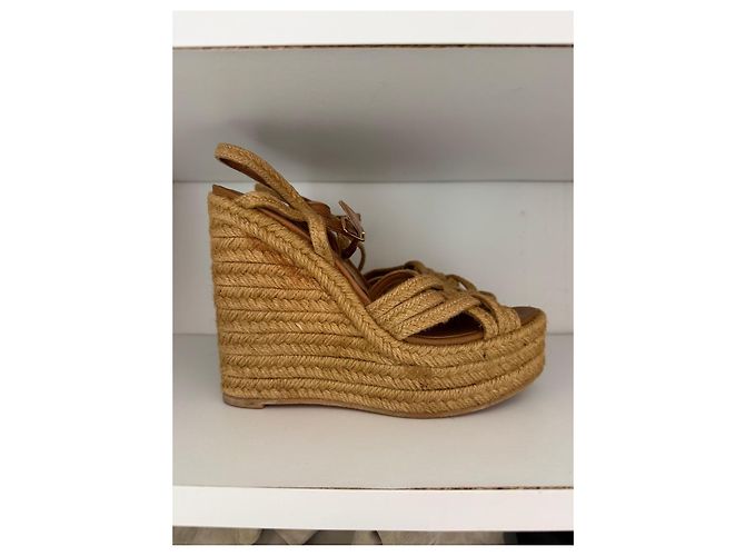 Sandali wedge espadrillas Saint Laurent Marrone - vista 3