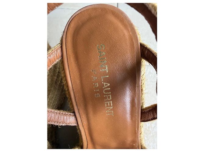 Sandali wedge espadrillas Saint Laurent Marrone - vista 5