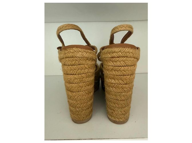Sandali wedge espadrillas Saint Laurent Marrone - vista 7