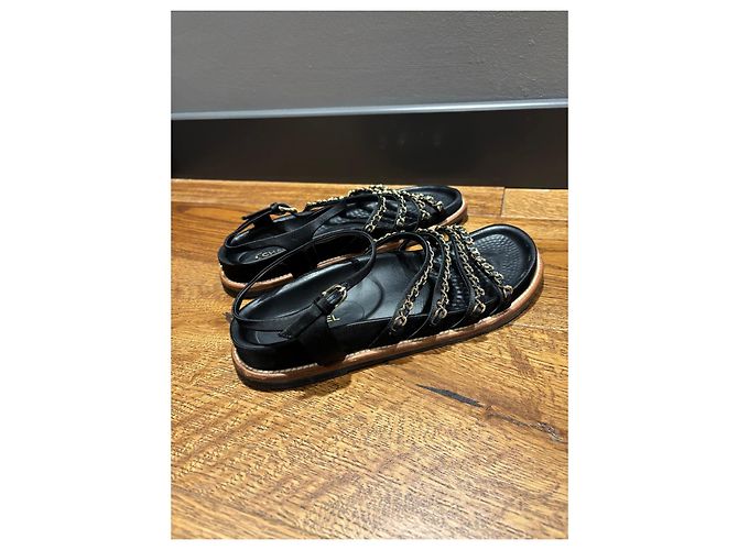 Sandali con catena in pelle nera Chanel Nero - vista 6
