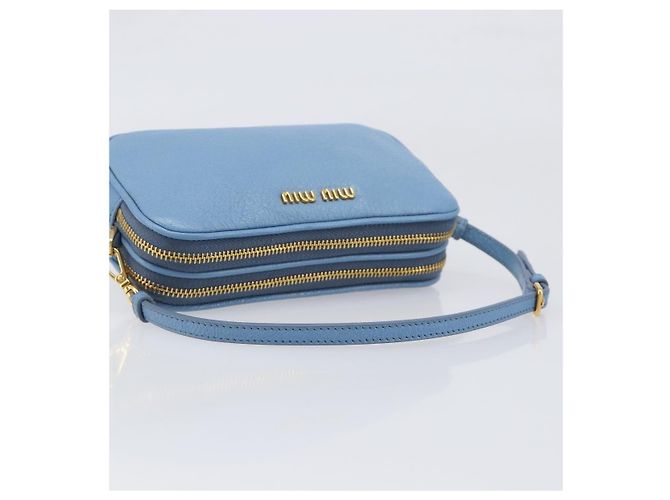 Pochette in pelle con doppia zip Miu Miu Blu - vista 7