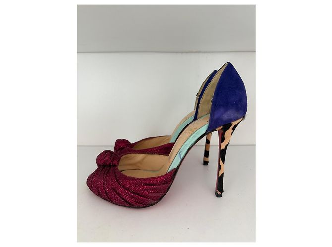 Décolleté Christian Louboutin "So Kate" Marrone Rosso Porpora - vista 5