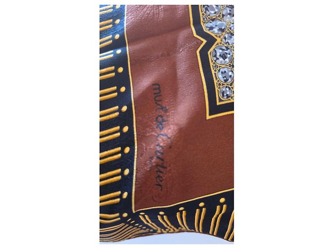 Foulard in seta Cartier Must de Cartier - Marrone e Beige D'oro - vista 2