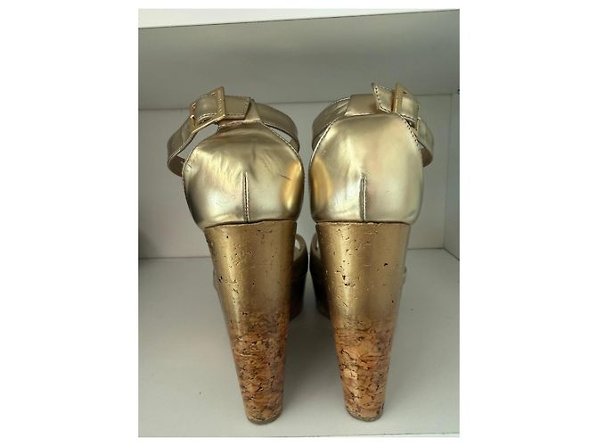 Sandali wedge in sughero oro metallizzato Jimmy Choo D'oro - vista 4