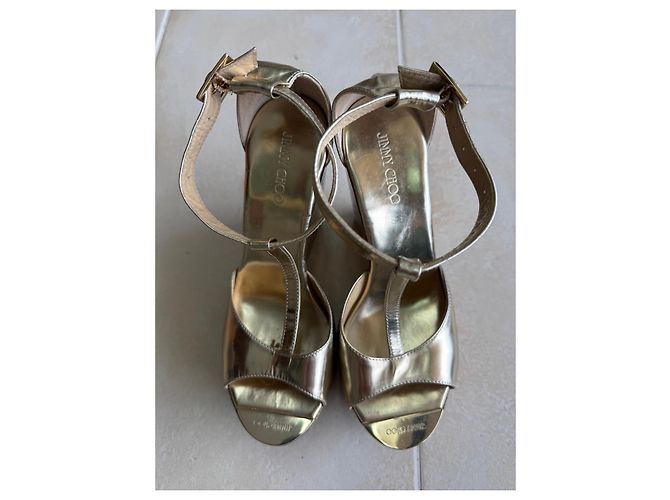 Sandali wedge in sughero oro metallizzato Jimmy Choo D'oro - vista 7