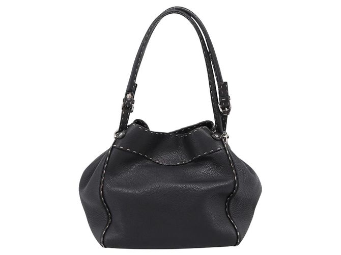 Fendi Selleria Bucket Leather Medium Black - view 2