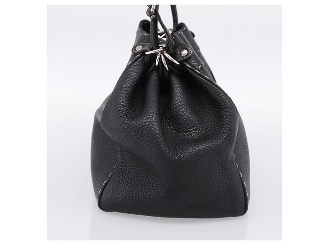 Fendi Selleria Bucket Leather Medium Black - view 3