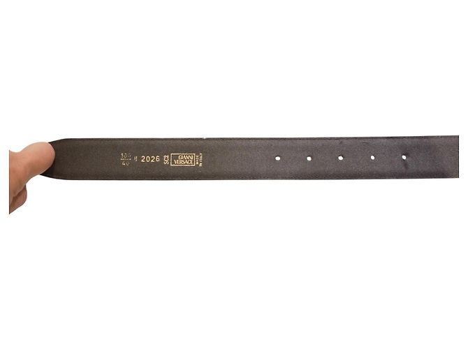 GIANNI VERSACE Vintage Croc Embossed Brown Leather Plaque Belt 40/100 - view 5