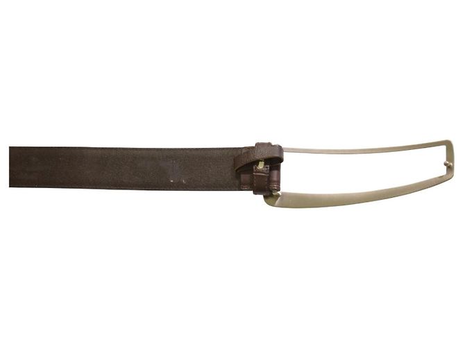 GIANNI VERSACE Vintage Croc Embossed Brown Leather Plaque Belt 40/100 - view 6