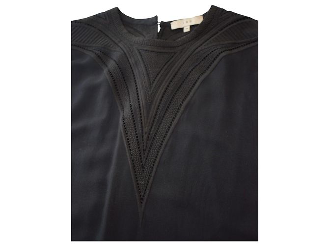 Abito shift IRO Paris Cadonia in crepe nero con cutout e ricami, maniche lunghe FR 36 US 4 - vista 8