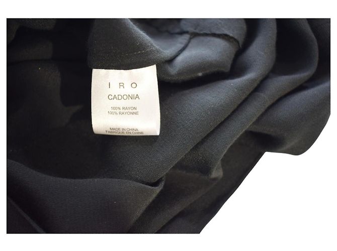 Abito shift IRO Paris Cadonia in crepe nero con cutout e ricami, maniche lunghe FR 36 US 4 - vista 9
