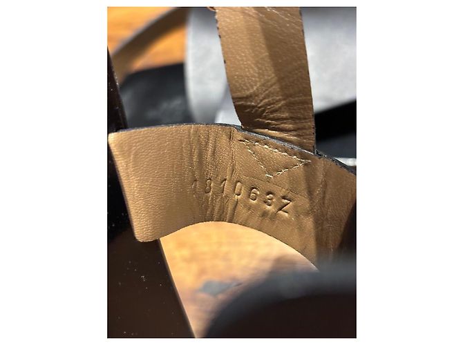 Hermès Sandali thong in pelle nera con logo H Hermes Nero - vista 4
