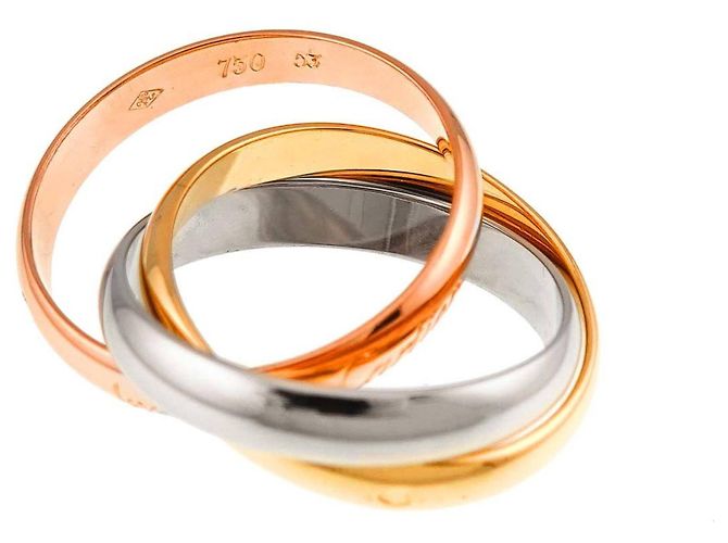 Anello Cartier Trinity in oro rosa bianco e giallo 18K - vista 2