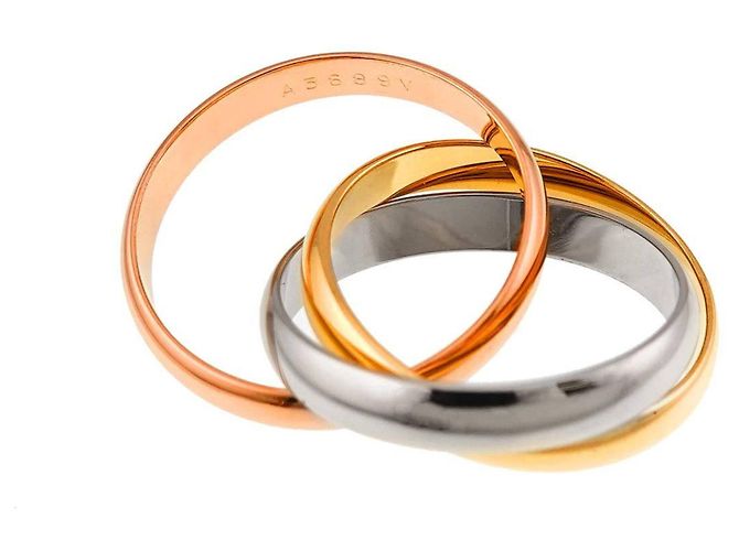 Anello Cartier Trinity in oro rosa bianco e giallo 18K - vista 3
