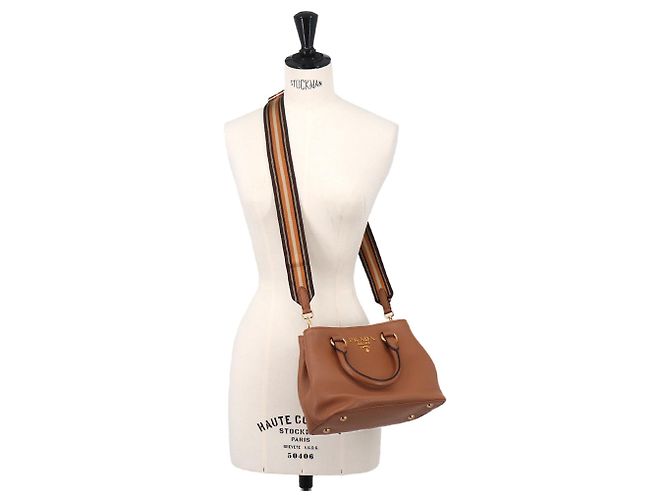 Borsa Prada 1BA411 in pelle marrone - vista 8