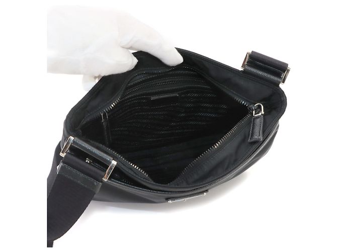 Borsa a tracolla Prada in pelle Saffiano e nylon Nero - vista 6
