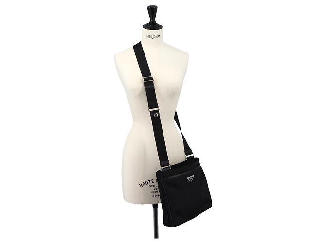Borsa a tracolla Prada in pelle Saffiano e nylon Nero - vista 9