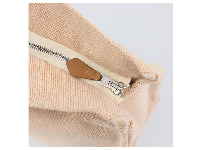 Hermès Borsa Pochette HERMES Fourre Tout Canvas Beige Silver Auth bs36870 Argento - vista 13
