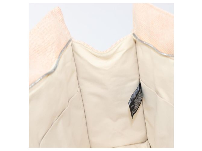 Hermès Borsa Pochette HERMES Fourre Tout Canvas Beige Silver Auth bs36870 Argento - vista 16