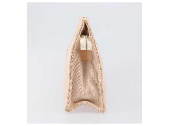 Hermès Borsa Pochette HERMES Fourre Tout Canvas Beige Silver Auth bs36870 Argento - vista 4