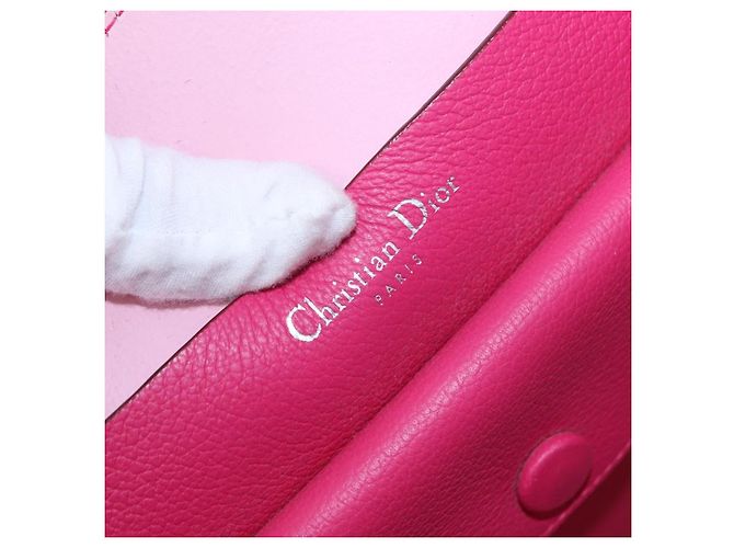 Borsa Tote Christian Dior Pelle Rosa Argento Auth 197818 - vista 15