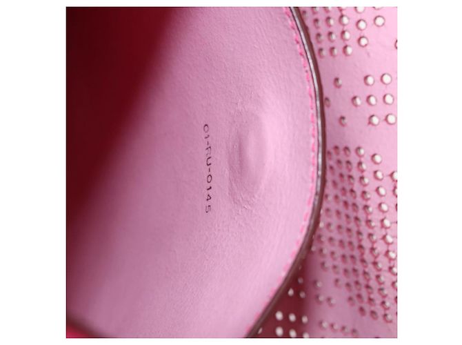 Borsa Tote Christian Dior Pelle Rosa Argento Auth 197818 - vista 21