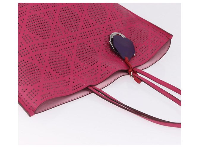 Borsa Tote Christian Dior Pelle Rosa Argento Auth 197818 - vista 6