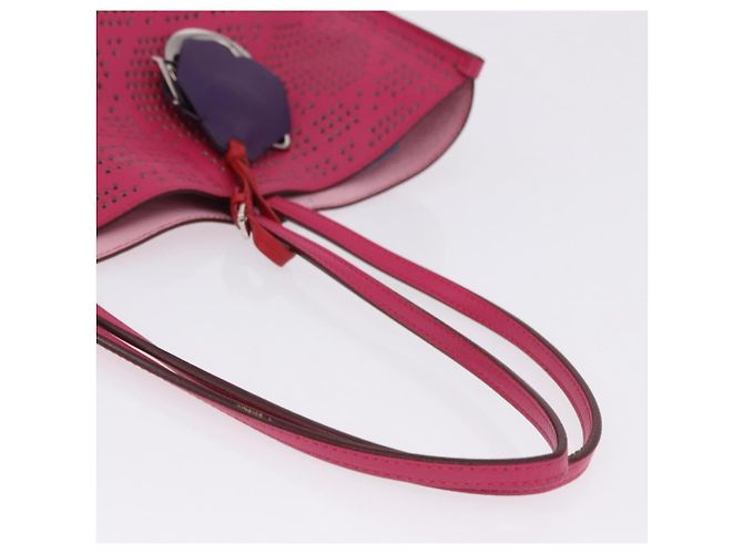 Borsa Tote Christian Dior Pelle Rosa Argento Auth 197818 - vista 7