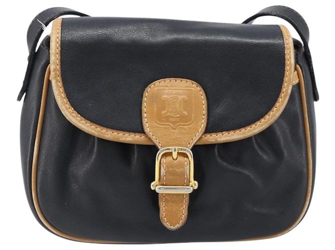 Céline Borsa a tracolla CELINE in pelle nera e oro Auth 199823 Nero D'oro - vista 13