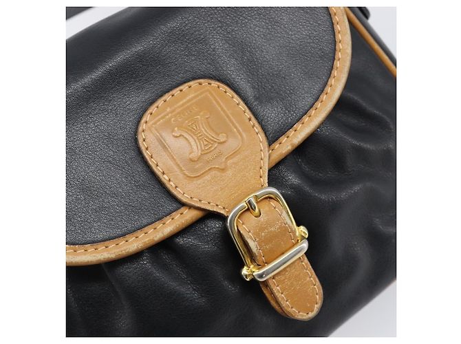 Céline Borsa a tracolla CELINE in pelle nera e oro Auth 199823 Nero D'oro - vista 17