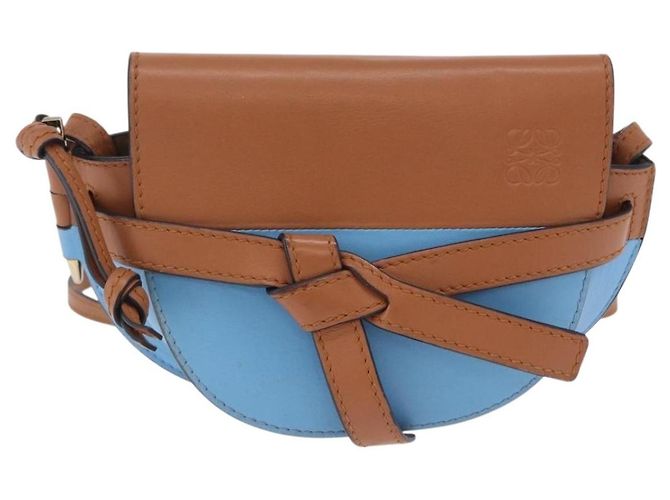 Borsa a tracolla LOEWE Mini Gate Bag in pelle blu e oro Auth ka5984A D'oro - vista 13