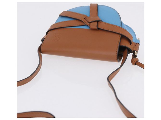 Borsa a tracolla LOEWE Mini Gate Bag in pelle blu e oro Auth ka5984A D'oro - vista 14
