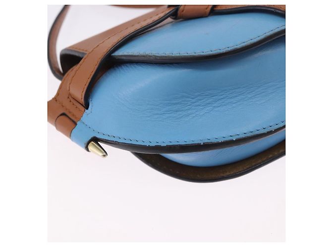 Borsa a tracolla LOEWE Mini Gate Bag in pelle blu e oro Auth ka5984A D'oro - vista 16