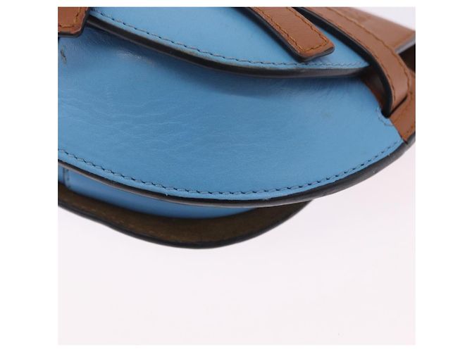 Borsa a tracolla LOEWE Mini Gate Bag in pelle blu e oro Auth ka5984A D'oro - vista 17