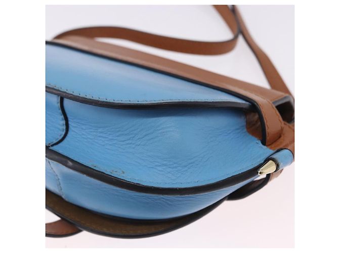 Borsa a tracolla LOEWE Mini Gate Bag in pelle blu e oro Auth ka5984A D'oro - vista 19