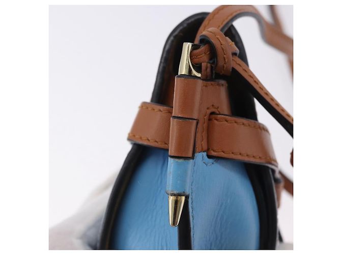 Borsa a tracolla LOEWE Mini Gate Bag in pelle blu e oro Auth ka5984A D'oro - vista 20
