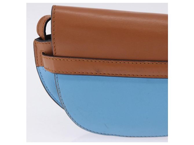 Borsa a tracolla LOEWE Mini Gate Bag in pelle blu e oro Auth ka5984A D'oro - vista 3