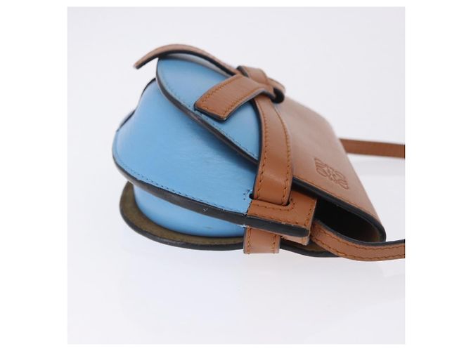 Borsa a tracolla LOEWE Mini Gate Bag in pelle blu e oro Auth ka5984A D'oro - vista 4
