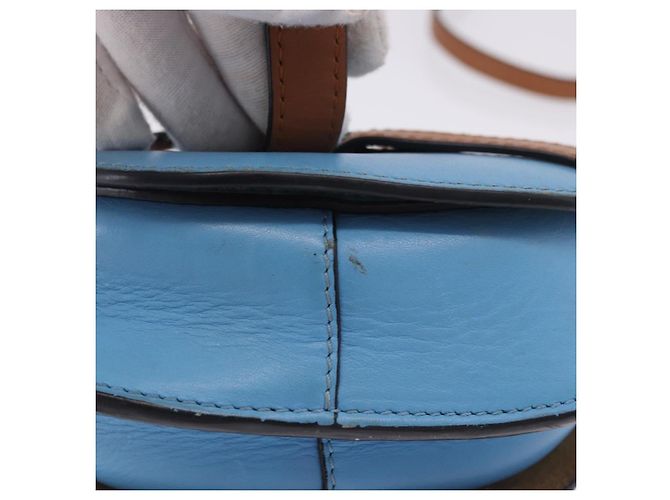 Borsa a tracolla LOEWE Mini Gate Bag in pelle blu e oro Auth ka5984A D'oro - vista 7