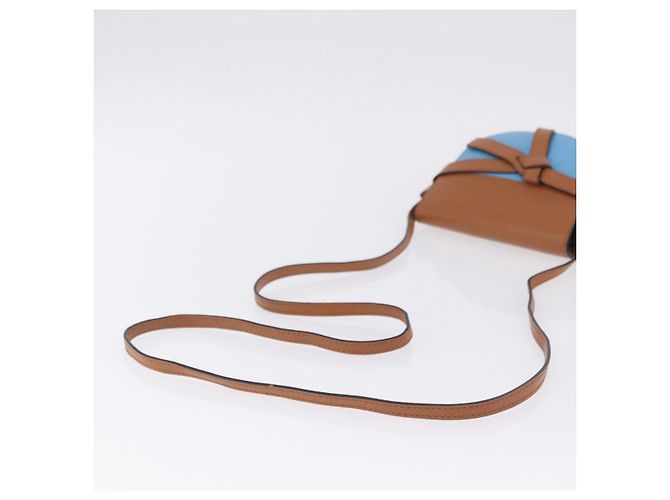 Borsa a tracolla LOEWE Mini Gate Bag in pelle blu e oro Auth ka5984A D'oro - vista 8