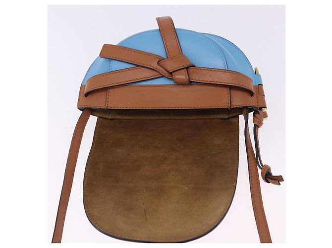 Borsa a tracolla LOEWE Mini Gate Bag in pelle blu e oro Auth ka5984A D'oro - vista 9