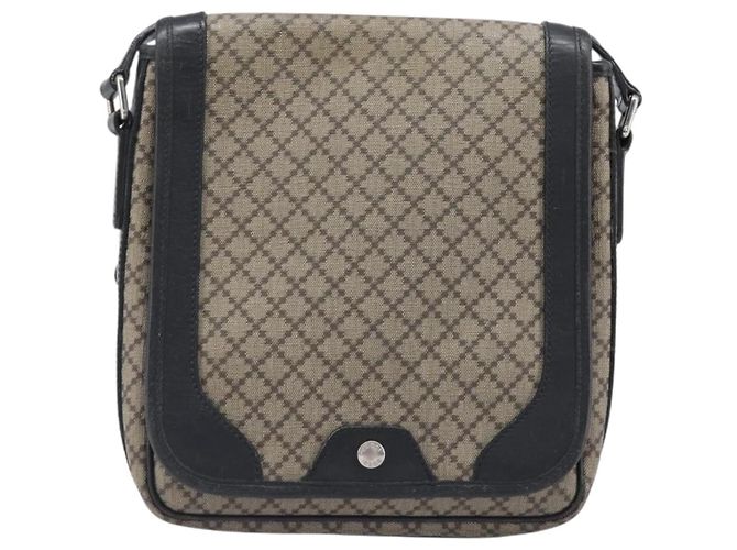Borsa a tracolla GUCCI Diamante Canvas Pelle Marrone Argento 295679 Auth ka6042 - vista 13
