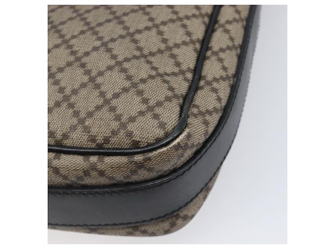 Borsa a tracolla GUCCI Diamante Canvas Pelle Marrone Argento 295679 Auth ka6042 - vista 16