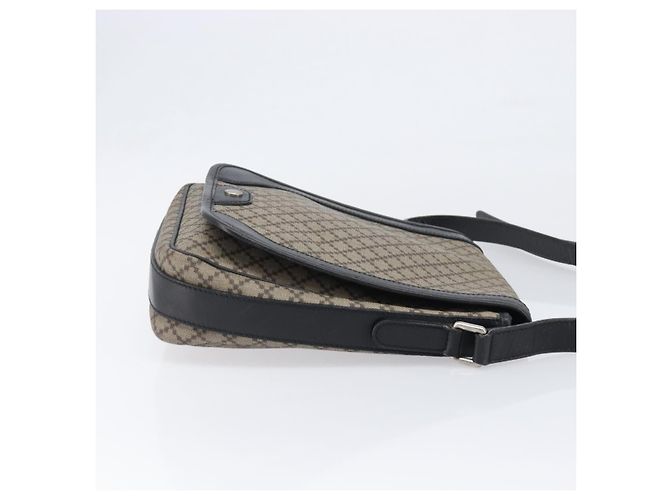 Borsa a tracolla GUCCI Diamante Canvas Pelle Marrone Argento 295679 Auth ka6042 - vista 3