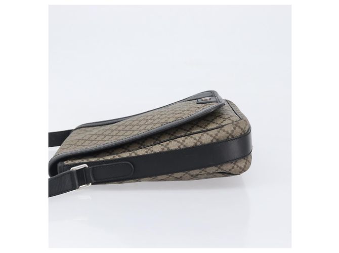 Borsa a tracolla GUCCI Diamante Canvas Pelle Marrone Argento 295679 Auth ka6042 - vista 4