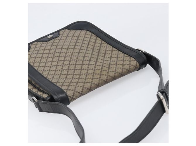 Borsa a tracolla GUCCI Diamante Canvas Pelle Marrone Argento 295679 Auth ka6042 - vista 6