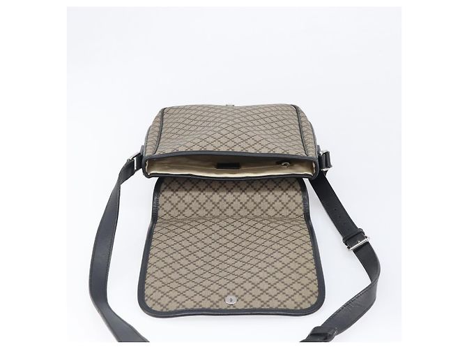 Borsa a tracolla GUCCI Diamante Canvas Pelle Marrone Argento 295679 Auth ka6042 - vista 9
