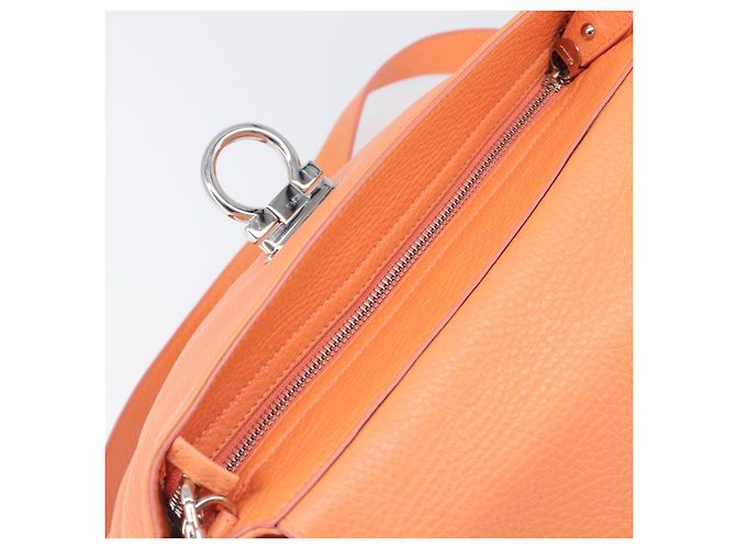 Salvatore Ferragamo Sofia Gancini Tasche Leder 2way Orange Silver Auth 199221V Silber - Ansicht 10