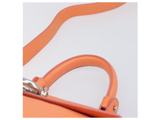 Salvatore Ferragamo Sofia Gancini Tasche Leder 2way Orange Silver Auth 199221V Silber - Ansicht 14