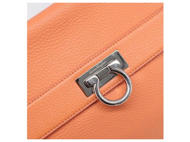 Salvatore Ferragamo Sofia Gancini Tasche Leder 2way Orange Silver Auth 199221V Silber - Ansicht 19